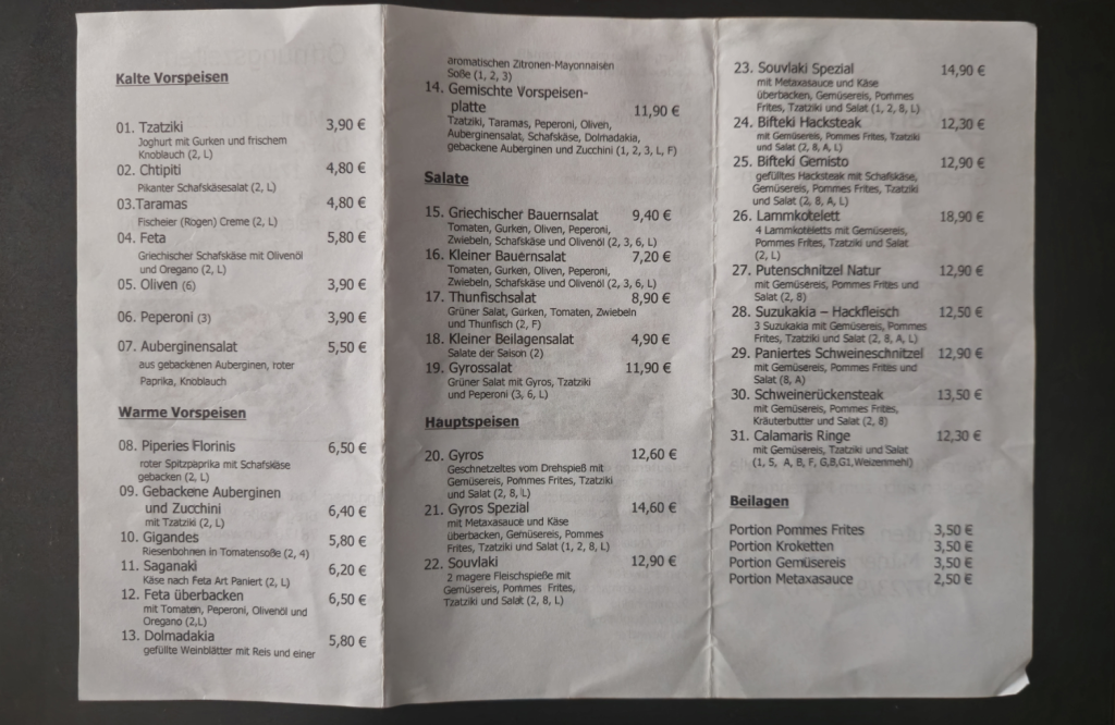 Alter Flyer Innenansicht